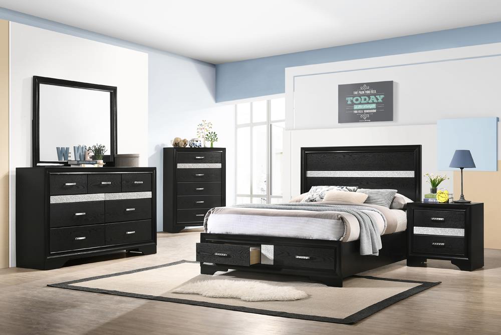 Miranda Black 4-Piece Full Storage Bedroom Set from Coaster - Luna Furniture