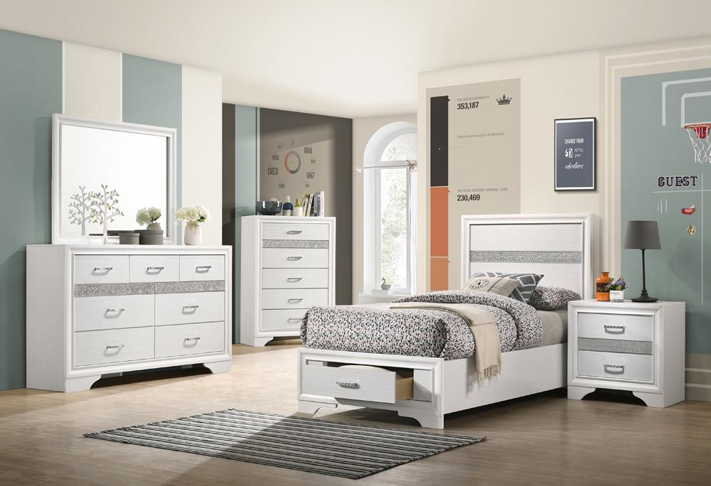 Miranda White 4-Piece Twin Storage Bedroom Set from Coaster - Luna Furniture