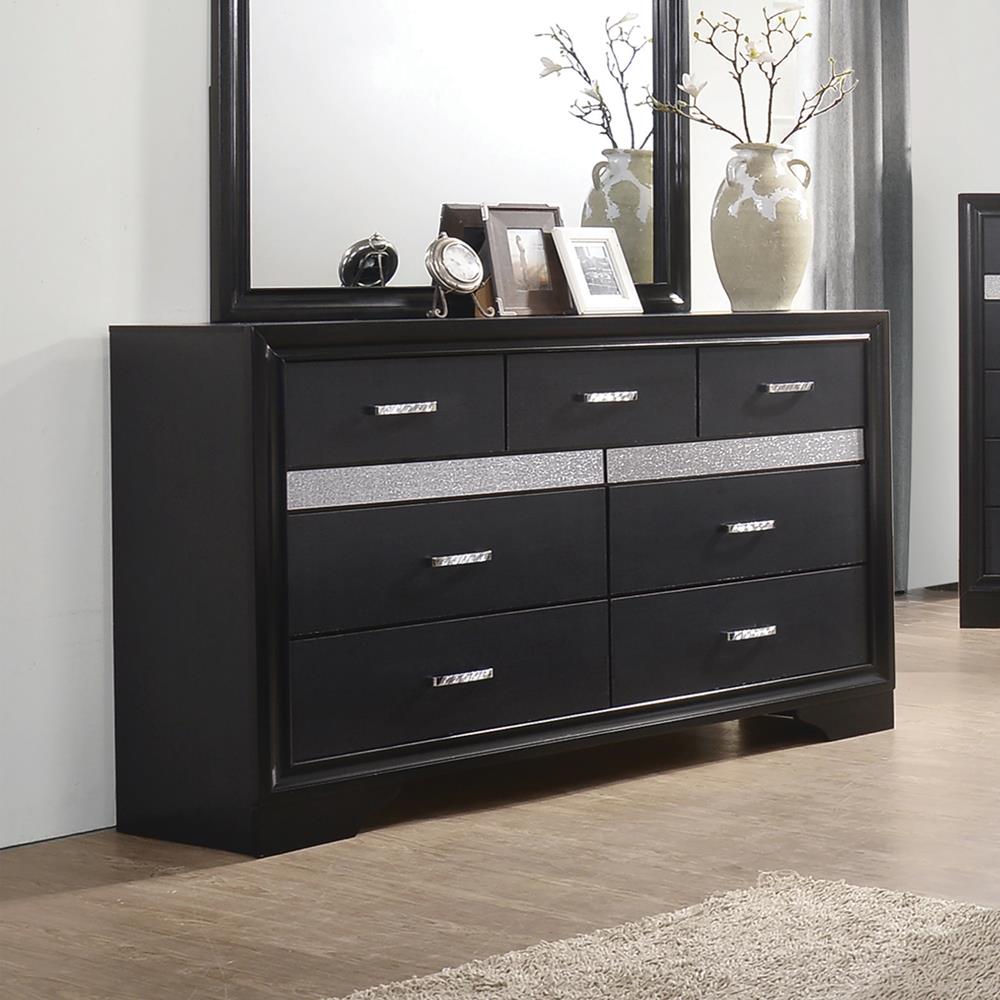 Miranda Black/Rhinestone 7-Drawer Dresser from Coaster - Luna Furniture