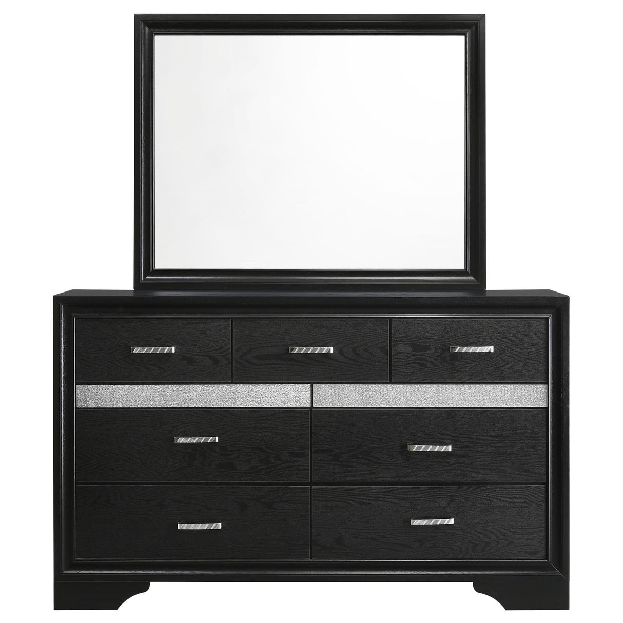 Miranda 7-drawer Dresser with Mirror Black and Rhinestone from Coaster - Luna Furniture