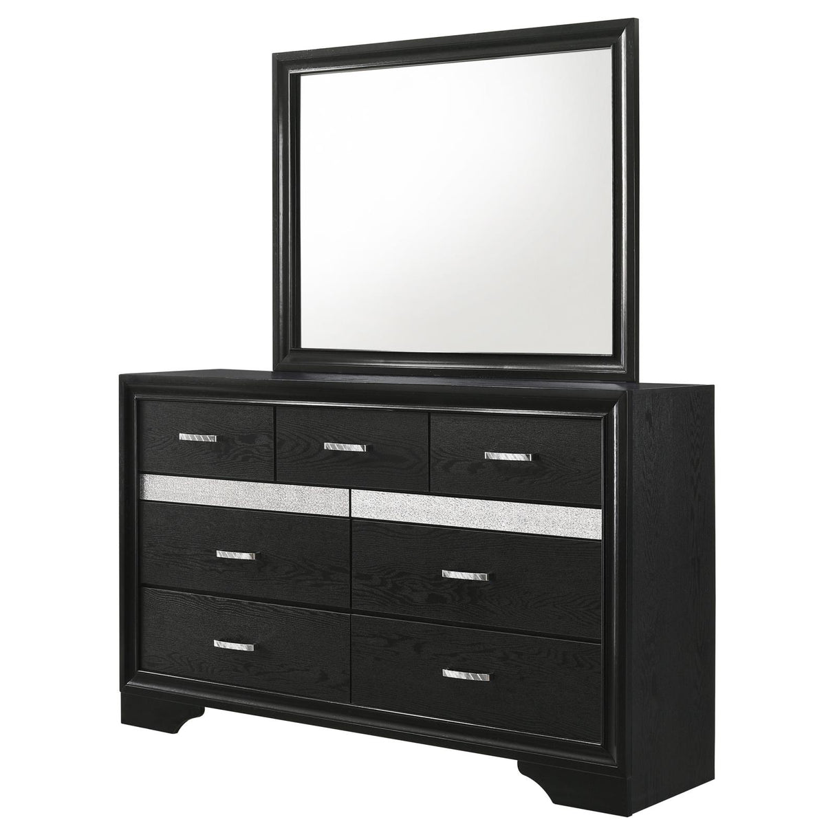 Miranda 7-drawer Dresser with Mirror Black and Rhinestone from Coaster - Luna Furniture