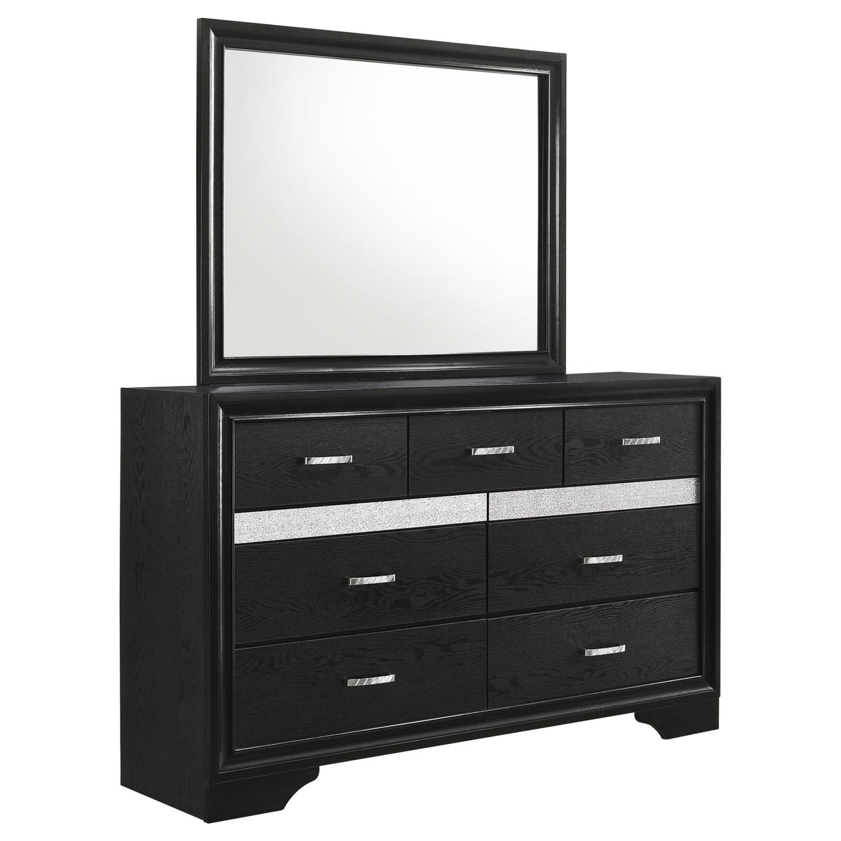 Miranda 7-drawer Dresser with Mirror Black and Rhinestone from Coaster - Luna Furniture