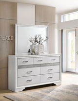 Miranda 7-drawer Dresser with Mirror White and Rhinestone from Coaster - Luna Furniture