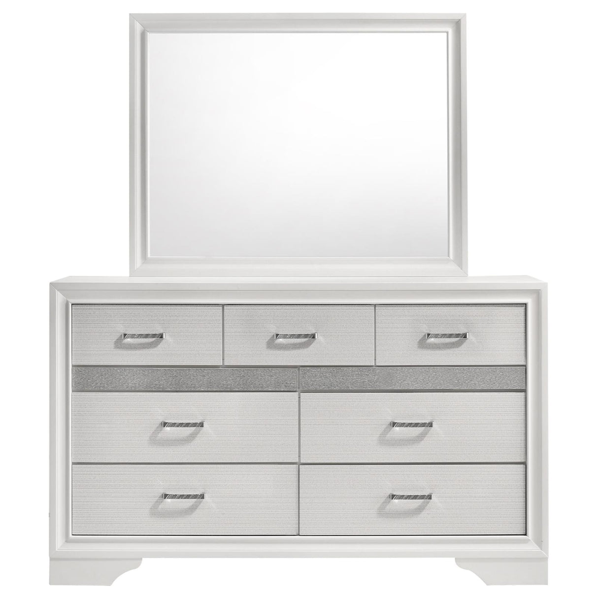 Miranda 7-drawer Dresser with Mirror White and Rhinestone from Coaster - Luna Furniture