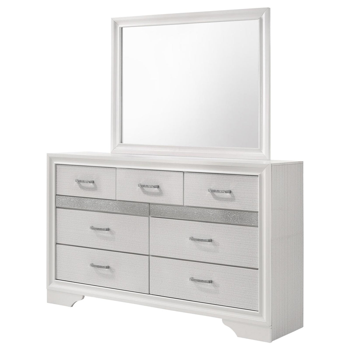 Miranda 7-drawer Dresser with Mirror White and Rhinestone from Coaster - Luna Furniture