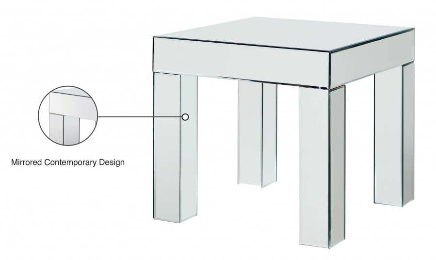 Lainy Mirrored End Table from Meridian - Luna Furniture