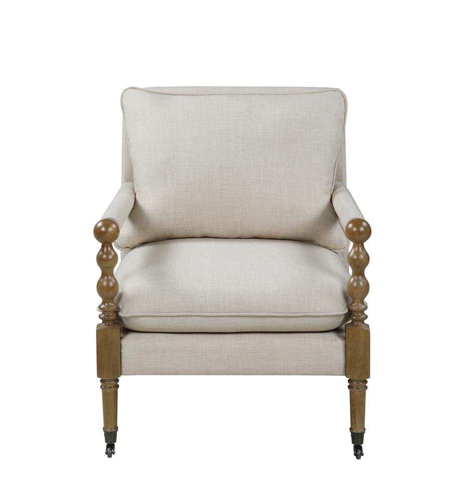 Monaghan Upholstered Accent Chair with Casters Beige - 903058 - Luna Furniture