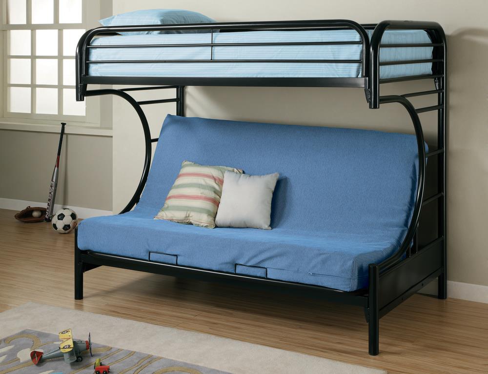 Montgomery Glossy Black Twin over Futon Bunk Bed from Coaster - Luna Furniture