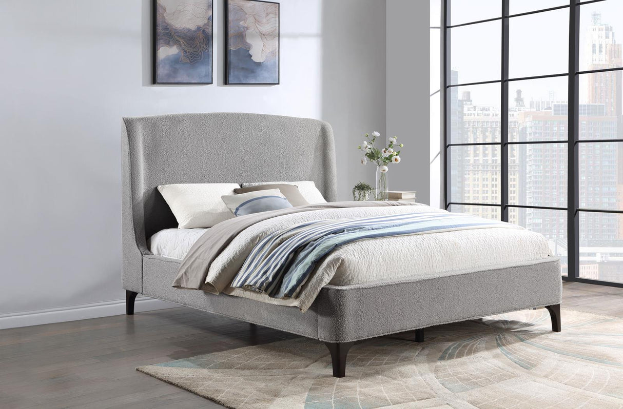 Mosby Upholstered Curved Headboard Eastern King Platform Bed Light Grey from Coaster - Luna Furniture