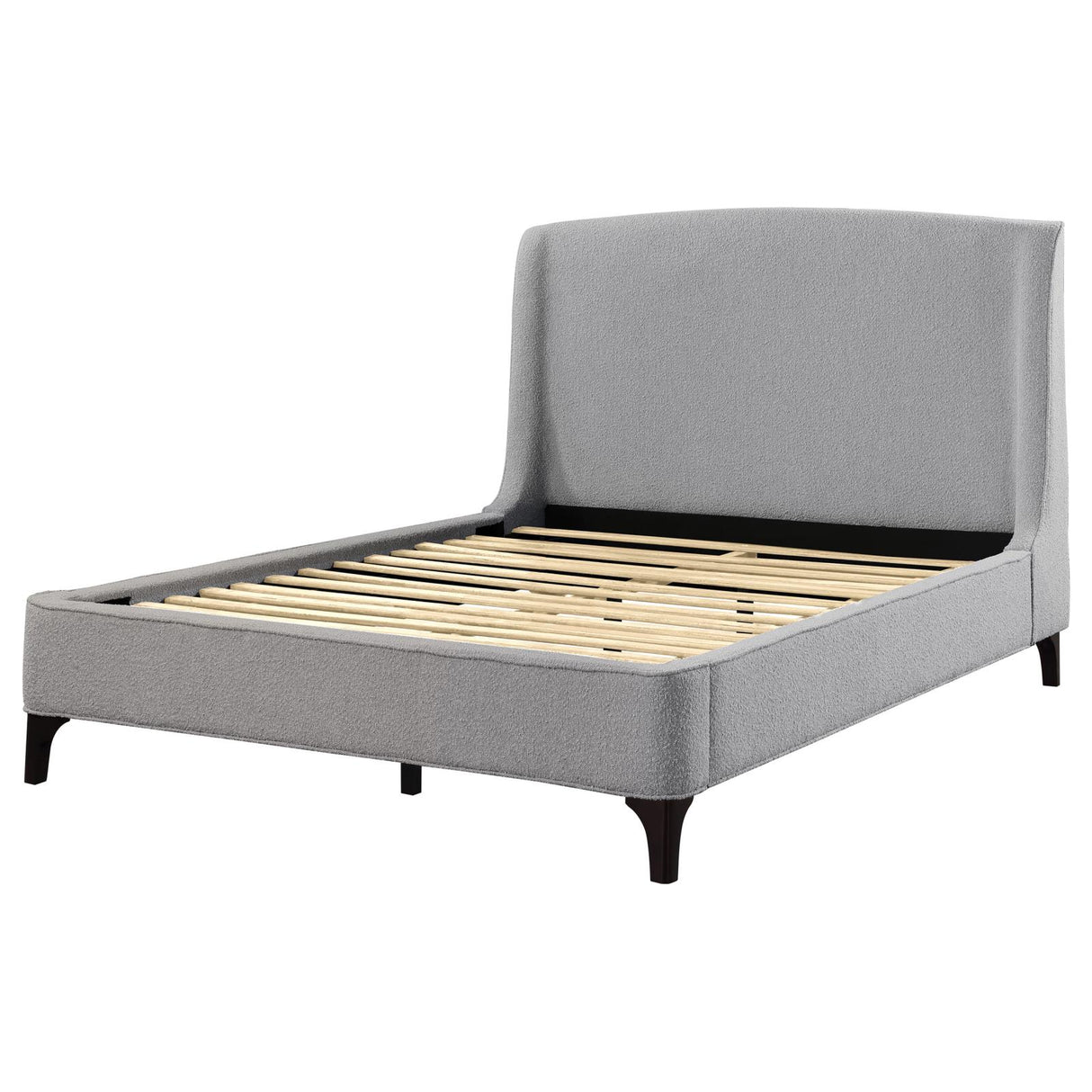 Mosby Upholstered Curved Headboard Eastern King Platform Bed Light Grey from Coaster - Luna Furniture