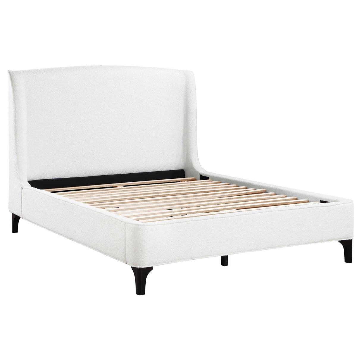 Mosby Upholstered Curved Headboard Eastern King Platform Bed White from Coaster - Luna Furniture