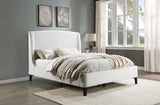 Mosby Upholstered Curved Headboard Eastern King Platform Bed White from Coaster - Luna Furniture