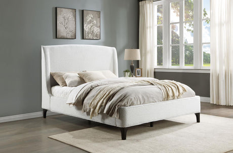 Mosby Upholstered Curved Headboard Eastern King Platform Bed White - 306020KE - Luna Furniture