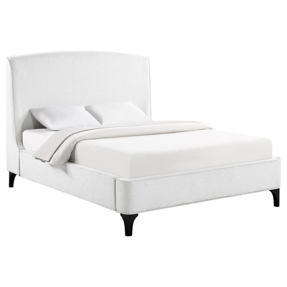 Mosby Upholstered Curved Headboard Eastern King Platform Bed White from Coaster - Luna Furniture