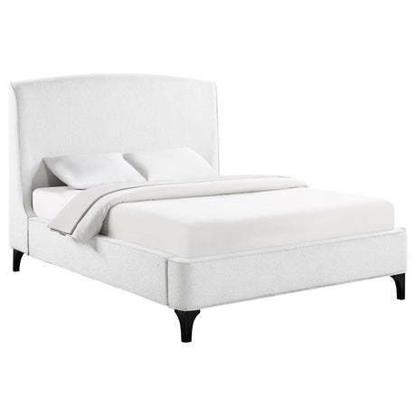 Mosby Upholstered Curved Headboard Eastern King Platform Bed White - 306020KE - Luna Furniture