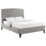 Mosby Upholstered Curved Headboard Queen Platform Bed Light Grey - 306021Q - Luna Furniture