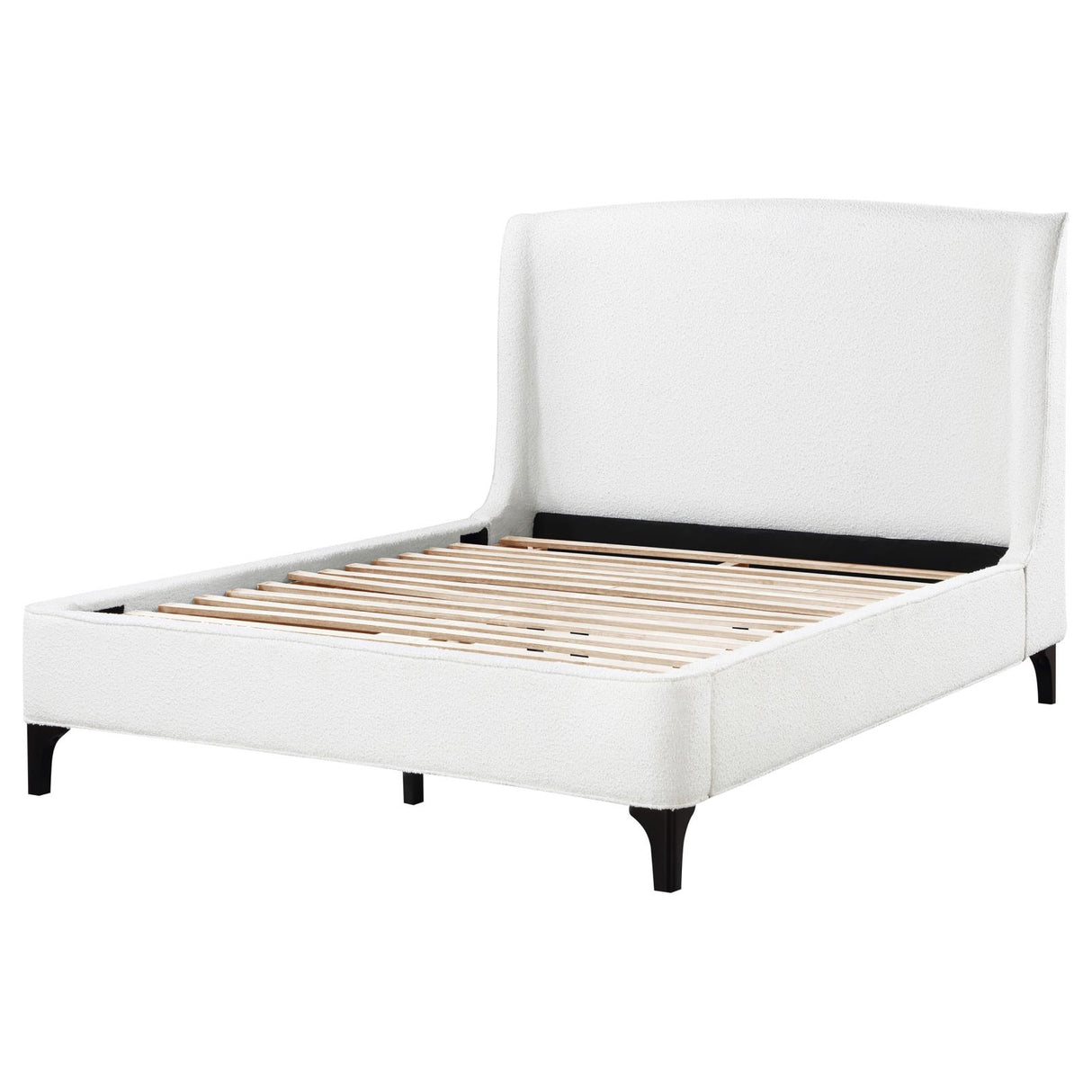 Mosby Upholstered Curved Headboard Queen Platform Bed White - 306020Q - Luna Furniture