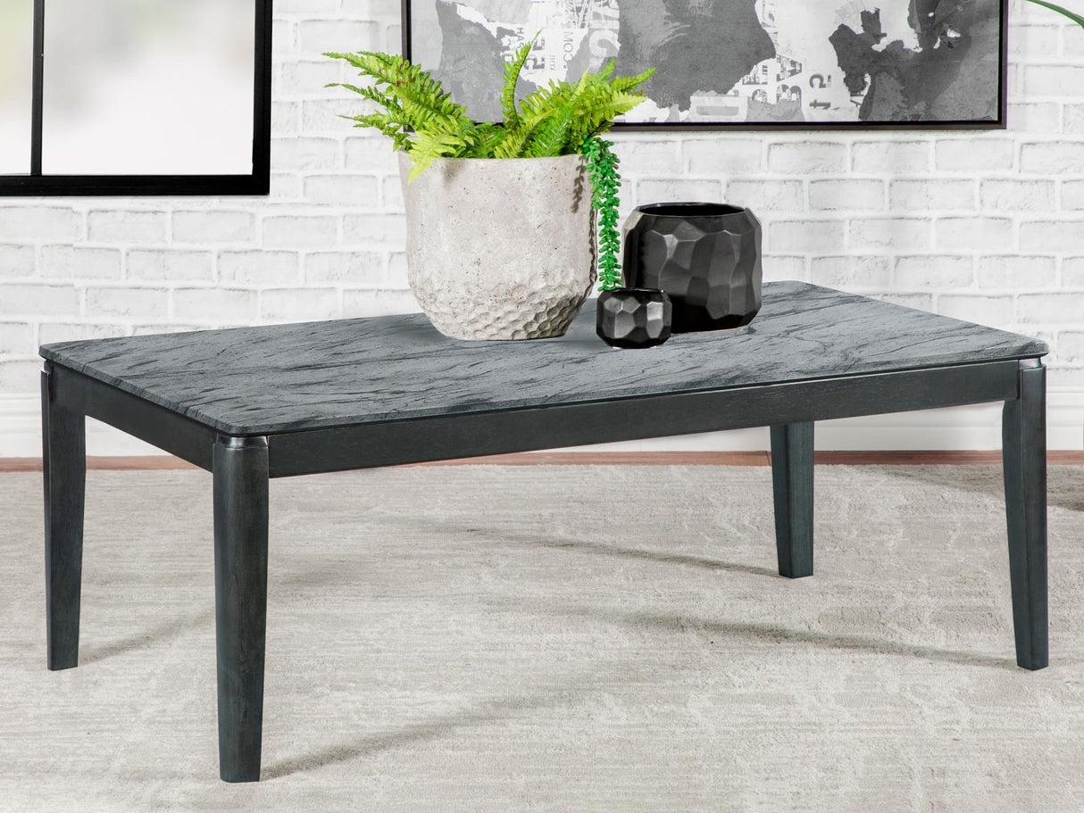 Mozzi Faux Gray Marble/Black Rectangular Coffee Table from Coaster - Luna Furniture