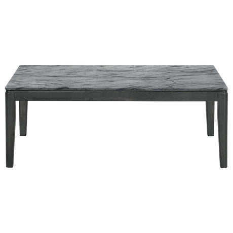 Mozzi Faux Gray Marble/Black Rectangular Coffee Table from Coaster - Luna Furniture