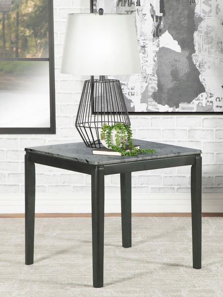 Mozzi Square End Table Faux Gray Marble/Black from Coaster - Luna Furniture