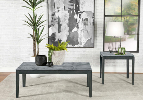 Mozzi Square End Table Faux Gray Marble/Black from Coaster - Luna Furniture