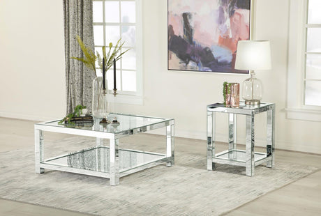 Mozzi Square End Table with Glass Top Mirror from Coaster - Luna Furniture