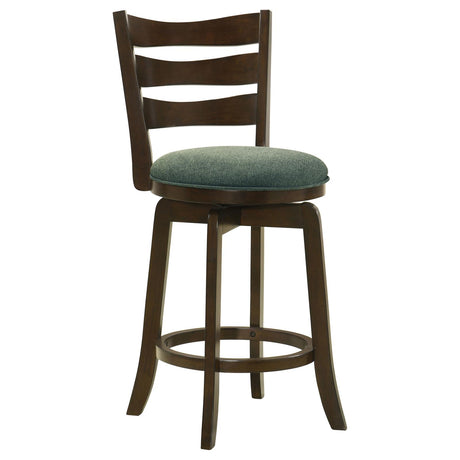 Murphy Ladder Back Counter Height Swivel Bar Stool Dark Cherry and Hunter Green from Coaster - Luna Furniture