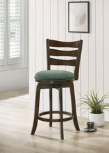 Murphy Ladder Back Counter Height Swivel Bar Stool Dark Cherry and Hunter Green from Coaster - Luna Furniture