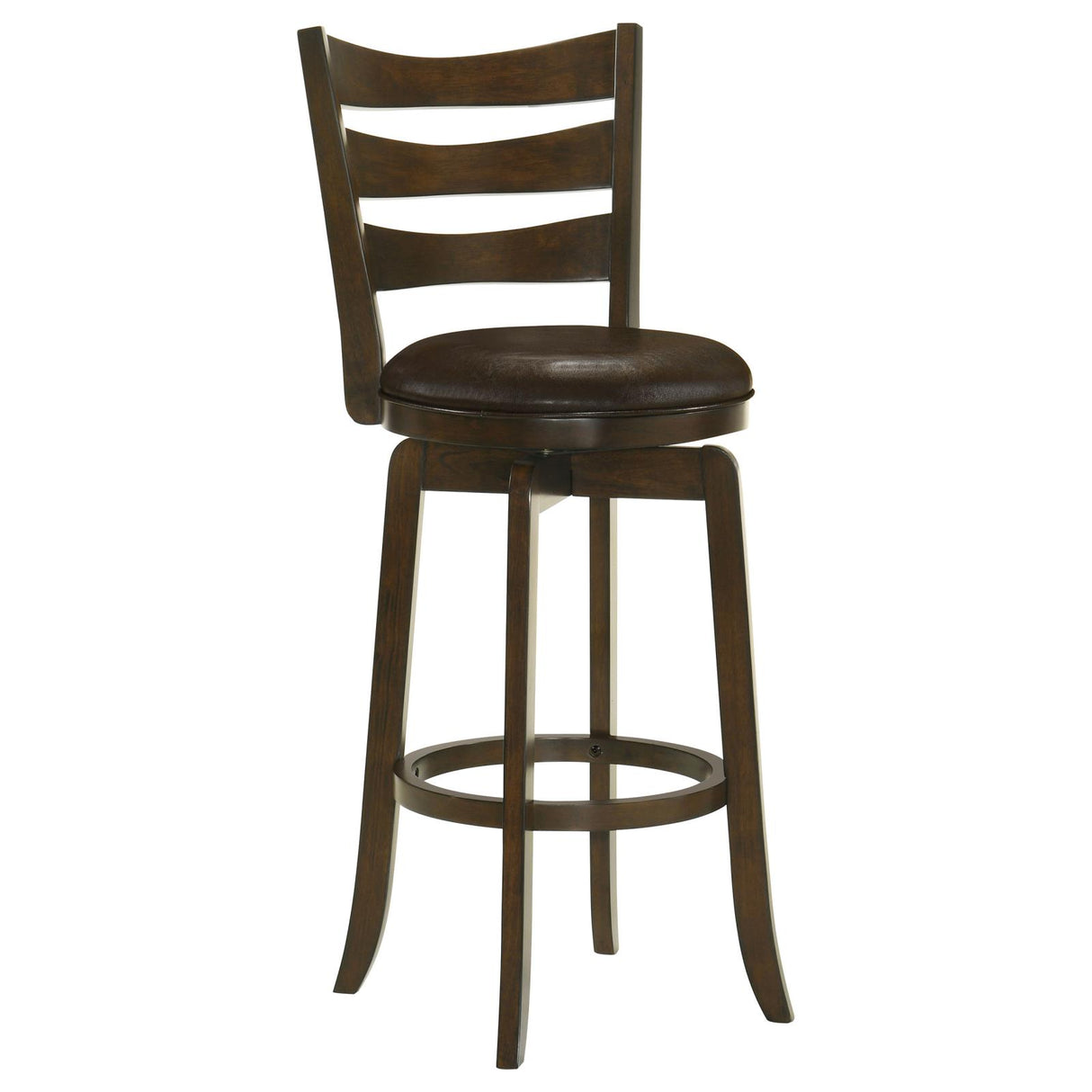 Murphy Ladder Back Pub Height Swivel Bar Stool Dark Cherry and Brown from Coaster - Luna Furniture