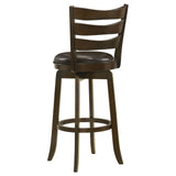 Murphy Ladder Back Pub Height Swivel Bar Stool Dark Cherry and Brown from Coaster - Luna Furniture