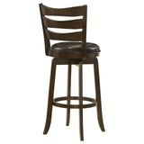 Murphy Ladder Back Pub Height Swivel Bar Stool Dark Cherry and Brown from Coaster - Luna Furniture