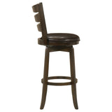 Murphy Ladder Back Pub Height Swivel Bar Stool Dark Cherry and Brown from Coaster - Luna Furniture