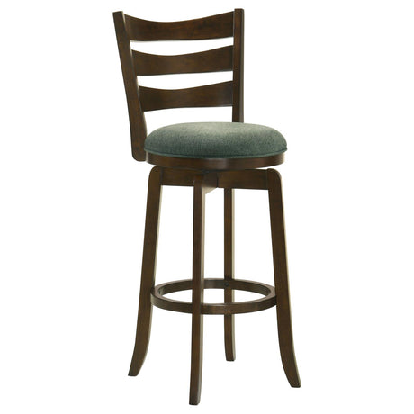 Murphy Ladder Back Pub Height Swivel Bar Stool Dark Cherry and Hunter Green from Coaster - Luna Furniture