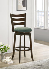 Murphy Ladder Back Pub Height Swivel Bar Stool Dark Cherry and Hunter Green from Coaster - Luna Furniture