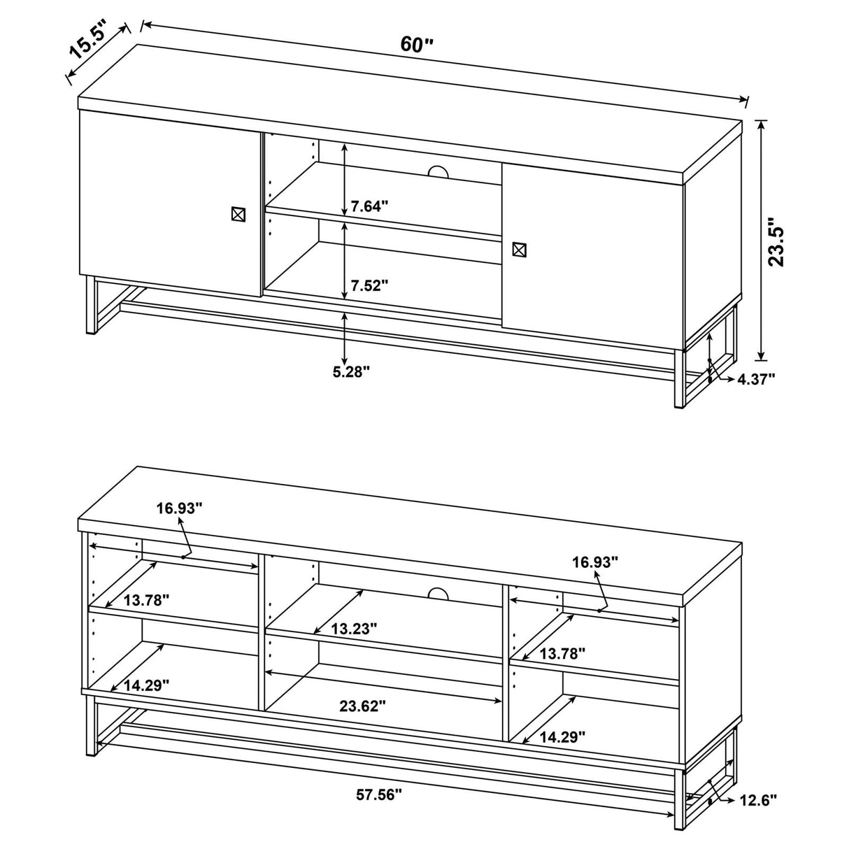 Myles 2-Door TV Console with Adjustable Shelves Rustic Oak Herringbone from Coaster - Luna Furniture