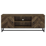 Myles 2-Door TV Console with Adjustable Shelves Rustic Oak Herringbone from Coaster - Luna Furniture