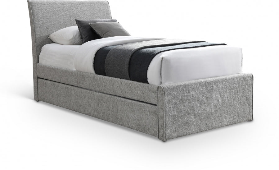 Myles Chenille Fabric Twin Trundle Twin Trundle Bed Grey from Meridian - Luna Furniture