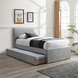 Myles Chenille Fabric Twin Trundle Twin Trundle Bed Grey from Meridian - Luna Furniture