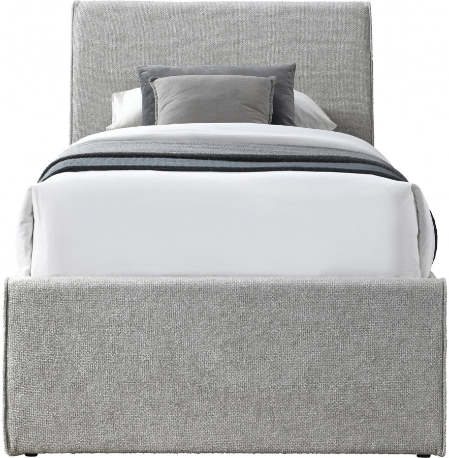 Myles Chenille Fabric Twin Trundle Twin Trundle Bed Grey from Meridian - Luna Furniture