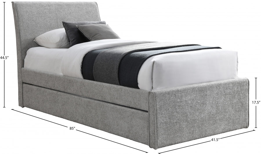 Myles Chenille Fabric Twin Trundle Twin Trundle Bed Grey from Meridian - Luna Furniture