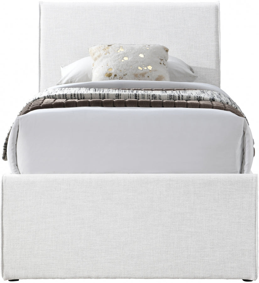 Myles Linen Textured Fabric Twin Trundle Twin Trundle Bed Cream from Meridian - Luna Furniture