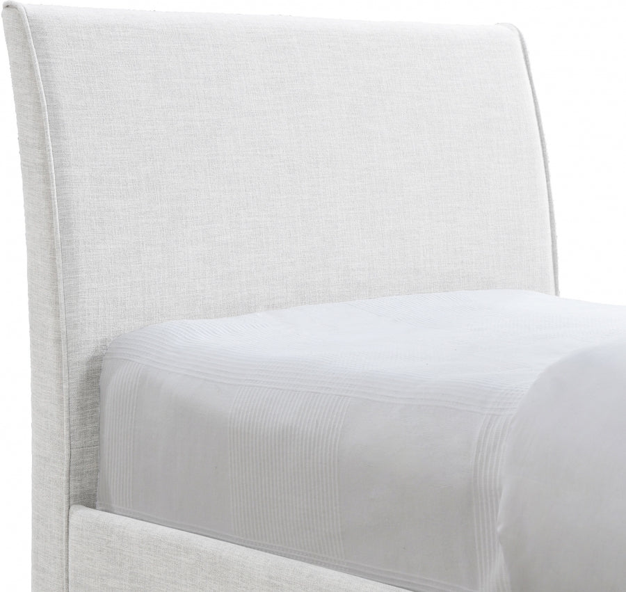 Myles Linen Textured Fabric Twin Trundle Twin Trundle Bed Cream from Meridian - Luna Furniture