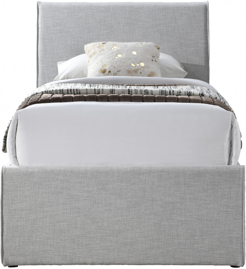 Myles Linen Textured Fabric Twin Trundle Twin Trundle Bed Grey from Meridian - Luna Furniture