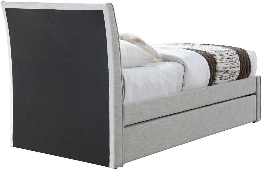 Myles Linen Textured Fabric Twin Trundle Twin Trundle Bed Grey from Meridian - Luna Furniture