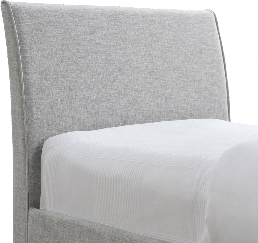 Myles Linen Textured Fabric Twin Trundle Twin Trundle Bed Grey from Meridian - Luna Furniture