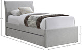 Myles Linen Textured Fabric Twin Trundle Twin Trundle Bed Grey from Meridian - Luna Furniture