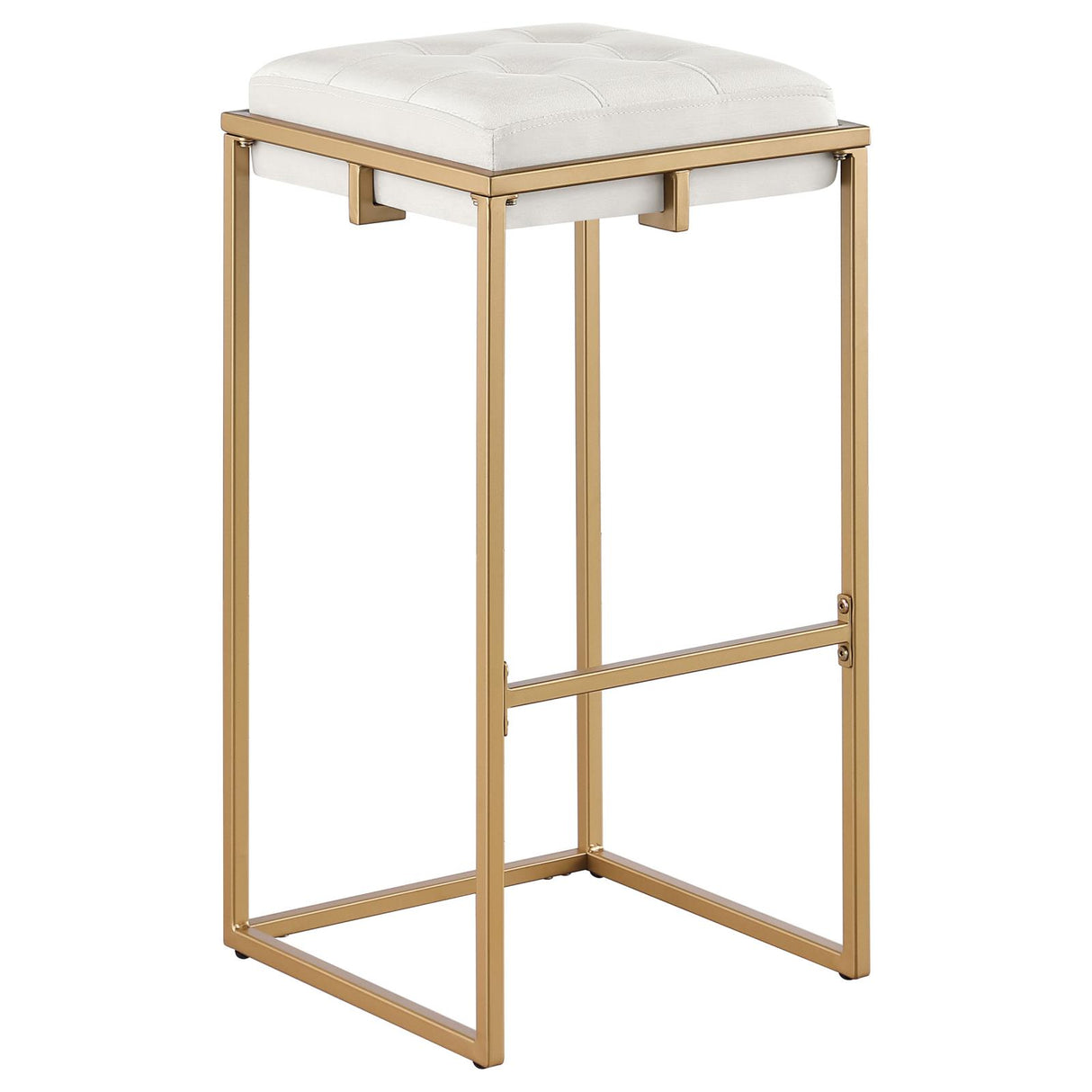 Nadia Beige/Gold Square Padded Seat Bar Stool, Set of 2 from Coaster - Luna Furniture