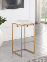 Nadia Beige/Gold Square Padded Seat Bar Stool, Set of 2 from Coaster - Luna Furniture