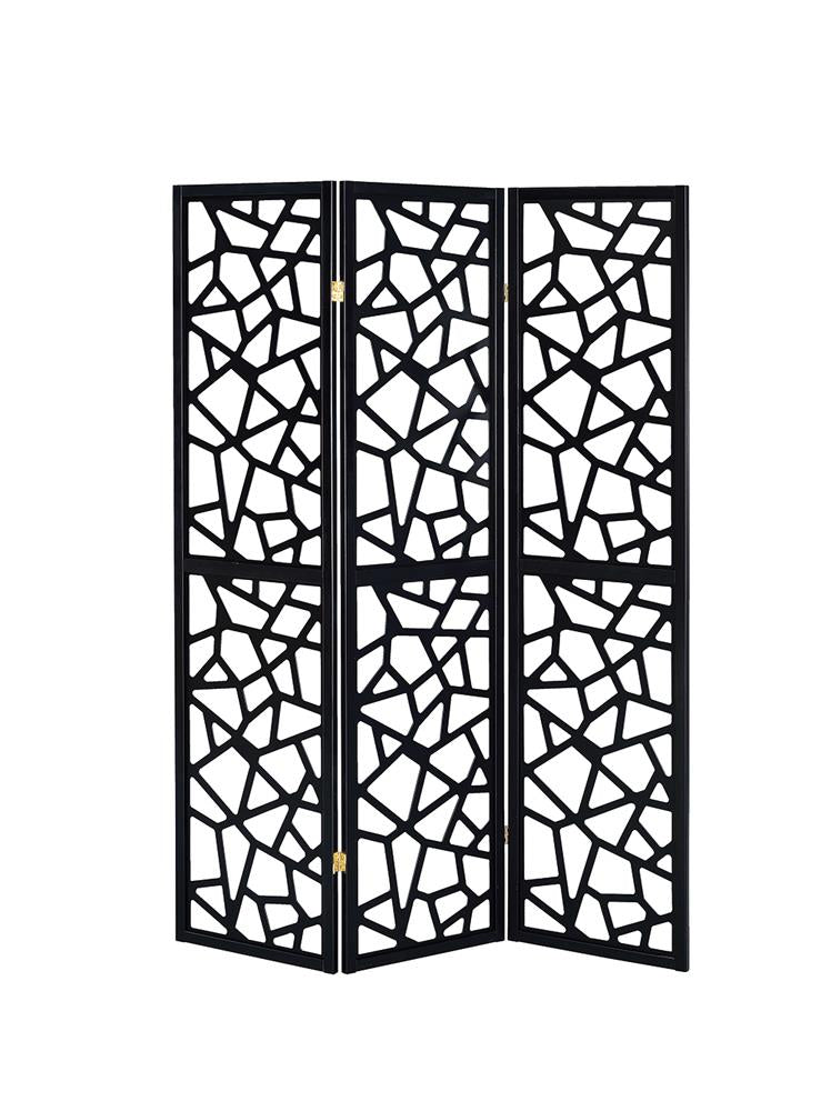 Nailan 3-Panel Open Mosaic Pattern Room Divider Black from Coaster - Luna Furniture