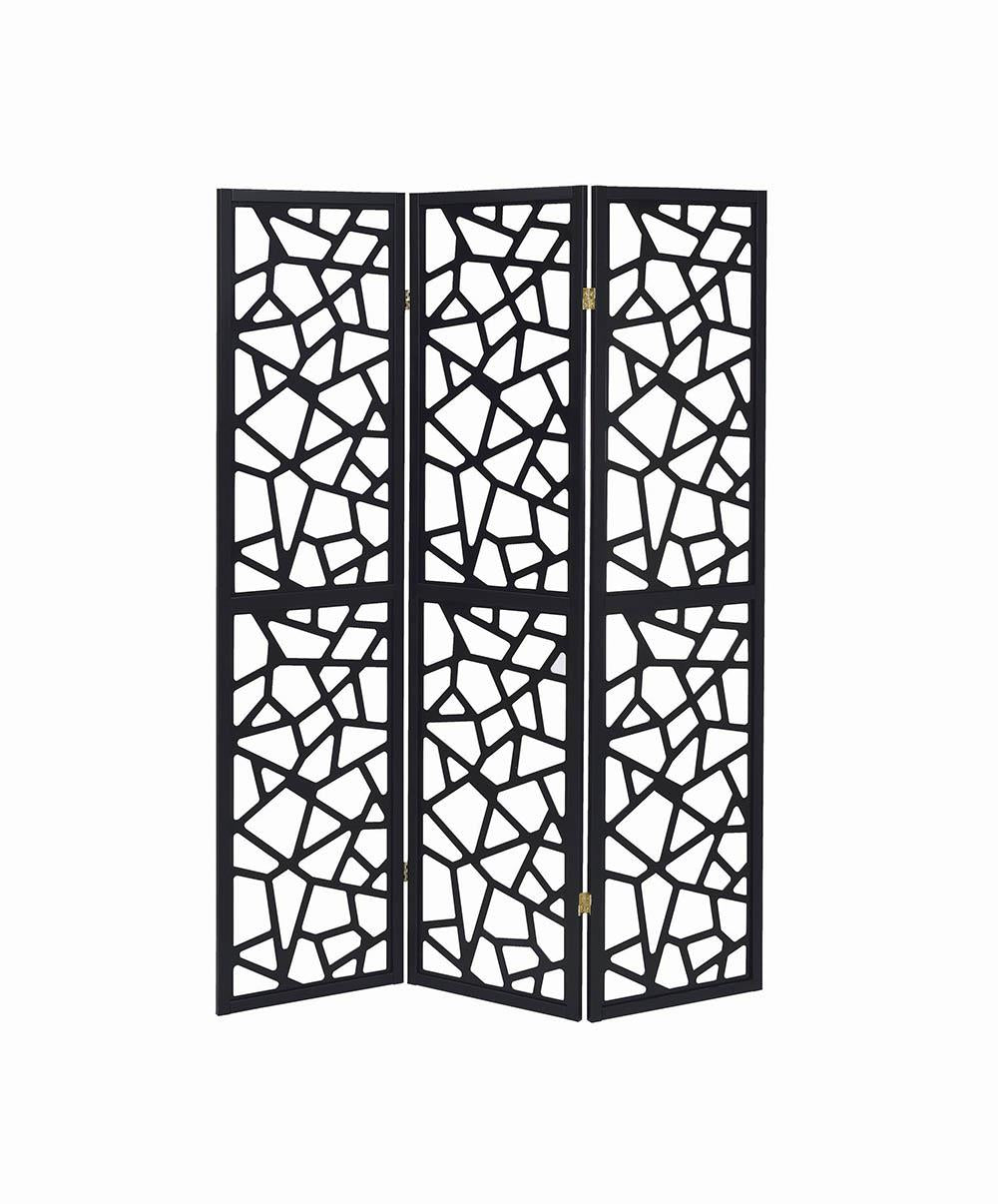 Nailan 3-Panel Open Mosaic Pattern Room Divider Black from Coaster - Luna Furniture